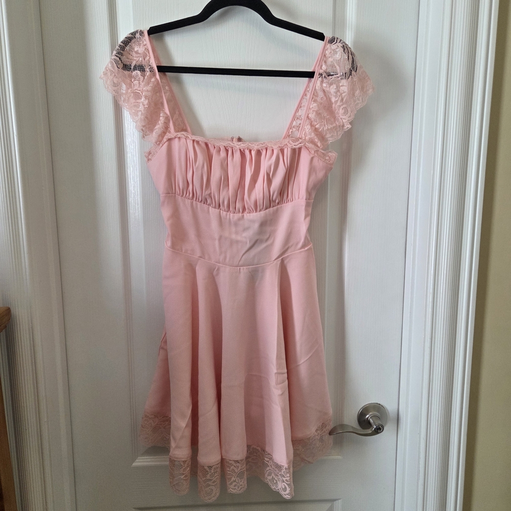 Fashion Nova Pink Lace Mini Dress - Picture 7 of 10